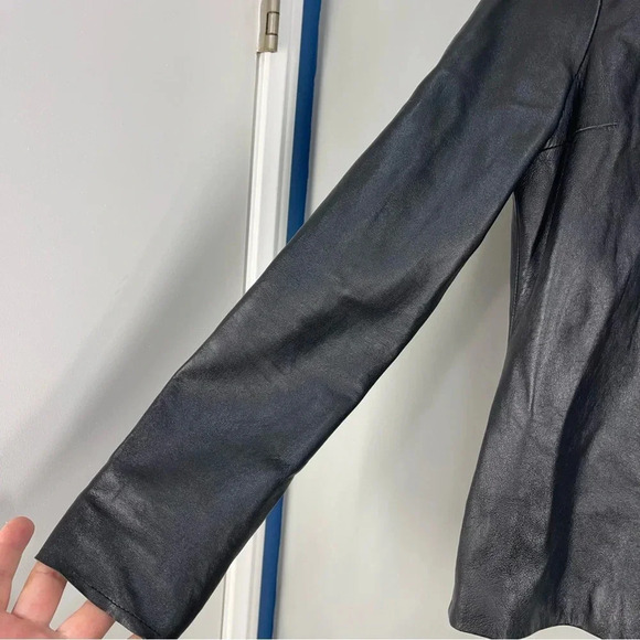 Parallel Black Lambskin Leather Shirt/Jacket fitted shacket  Size 4 (Small) - Picture 8 of 14